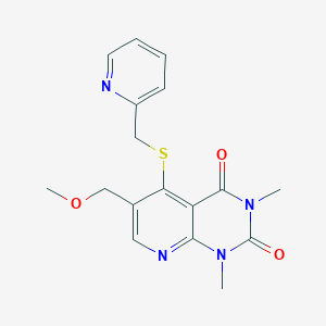 molecular formula C17H18N4O3S B11261591 6-(methoxymethyl)-1,3-dimethyl-5-((pyridin-2-ylmethyl)thio)pyrido[2,3-d]pyrimidine-2,4(1H,3H)-dione 