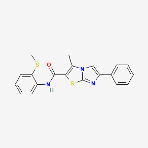 molecular formula C20H17N3OS2 B11261594 3-methyl-N-(2-(methylthio)phenyl)-6-phenylimidazo[2,1-b]thiazole-2-carboxamide 