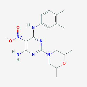 2-(2,6-dimethylmorpholin-4-yl)-N-(3,4-dimethylphenyl)-5-nitropyrimidine-4,6-diamine