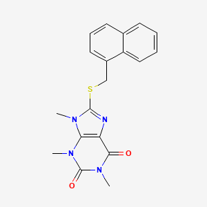 molecular formula C19H18N4O2S B11261601 1,3,9-Trimethyl-8-(naphthalen-1-ylmethylsulfanyl)purine-2,6-dione 