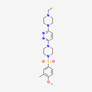 molecular formula C22H32N6O3S B11261608 3-(4-Ethylpiperazin-1-YL)-6-[4-(4-methoxy-3-methylbenzenesulfonyl)piperazin-1-YL]pyridazine 