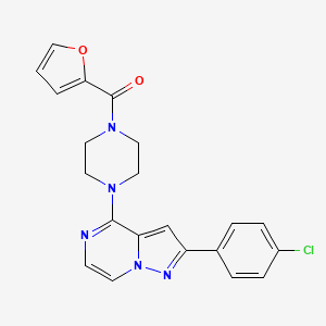 molecular formula C21H18ClN5O2 B11261641 {4-[2-(4-Chlorophenyl)pyrazolo[1,5-a]pyrazin-4-yl]piperazin-1-yl}(furan-2-yl)methanone 