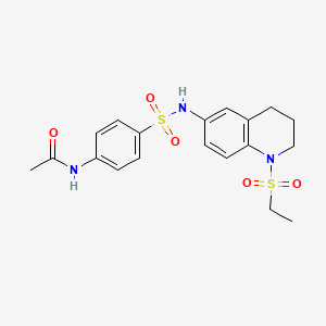 molecular formula C19H23N3O5S2 B11261662 N-(4-{[1-(Ethanesulfonyl)-1,2,3,4-tetrahydroquinolin-6-YL]sulfamoyl}phenyl)acetamide 