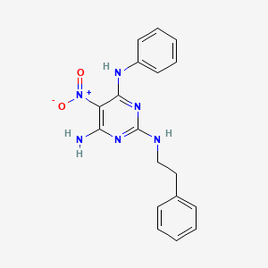 molecular formula C18H18N6O2 B11261665 5-nitro-N~4~-phenyl-N~2~-(2-phenylethyl)pyrimidine-2,4,6-triamine 