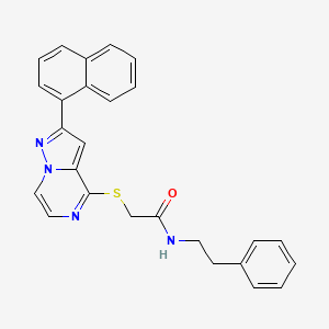 2-{[2-(naphthalen-1-yl)pyrazolo[1,5-a]pyrazin-4-yl]sulfanyl}-N-(2-phenylethyl)acetamide