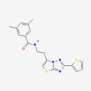 3,5-dimethyl-N-(2-(2-(thiophen-2-yl)thiazolo[3,2-b][1,2,4]triazol-6-yl)ethyl)benzamide