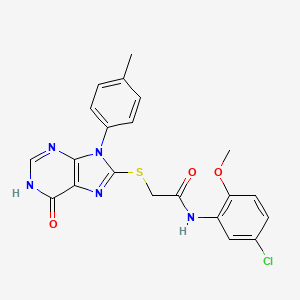 molecular formula C21H18ClN5O3S B11261711 N-(5-chloro-2-methoxyphenyl)-2-{[9-(4-methylphenyl)-6-oxo-6,9-dihydro-1H-purin-8-yl]sulfanyl}acetamide 