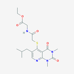 Ethyl 2-(2-((6-isobutyl-1,3-dimethyl-2,4-dioxo-1,2,3,4-tetrahydropyrido[2,3-d]pyrimidin-5-yl)thio)acetamido)acetate