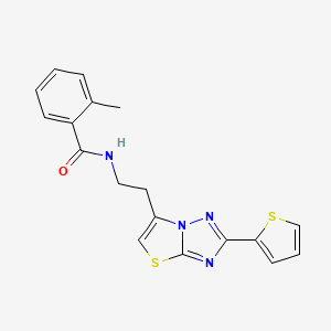 2-methyl-N-(2-(2-(thiophen-2-yl)thiazolo[3,2-b][1,2,4]triazol-6-yl)ethyl)benzamide