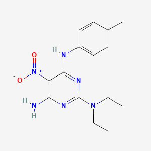 molecular formula C15H20N6O2 B11261807 N~2~,N~2~-diethyl-N~4~-(4-methylphenyl)-5-nitropyrimidine-2,4,6-triamine 