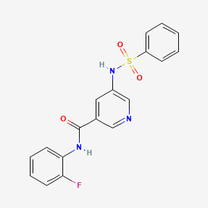 molecular formula C18H14FN3O3S B11261887 5-Benzenesulfonamido-N-(2-fluorophenyl)pyridine-3-carboxamide 