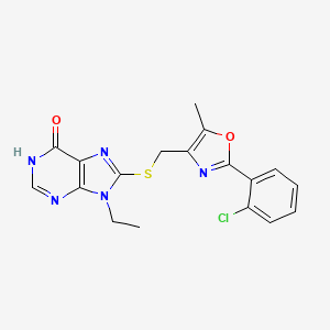 molecular formula C18H16ClN5O2S B11261911 8-({[2-(2-chlorophenyl)-5-methyl-1,3-oxazol-4-yl]methyl}sulfanyl)-9-ethyl-1,9-dihydro-6H-purin-6-one 