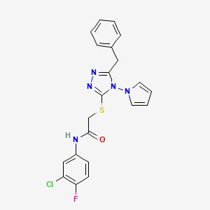 2-{[5-benzyl-4-(1H-pyrrol-1-yl)-4H-1,2,4-triazol-3-yl]sulfanyl}-N-(3-chloro-4-fluorophenyl)acetamide