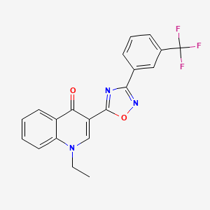 molecular formula C20H14F3N3O2 B11261954 1-ethyl-3-{3-[3-(trifluoromethyl)phenyl]-1,2,4-oxadiazol-5-yl}quinolin-4(1H)-one 