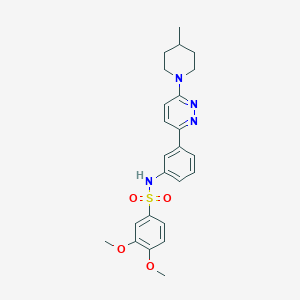 molecular formula C24H28N4O4S B11261988 3,4-dimethoxy-N-(3-(6-(4-methylpiperidin-1-yl)pyridazin-3-yl)phenyl)benzenesulfonamide 