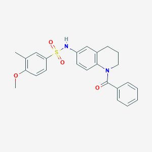 molecular formula C24H24N2O4S B11262011 N-(1-benzoyl-1,2,3,4-tetrahydroquinolin-6-yl)-4-methoxy-3-methylbenzene-1-sulfonamide 