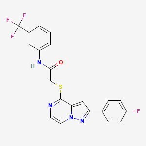 2-{[2-(4-fluorophenyl)pyrazolo[1,5-a]pyrazin-4-yl]sulfanyl}-N-[3-(trifluoromethyl)phenyl]acetamide