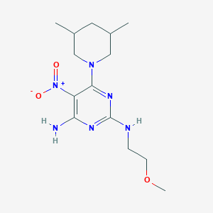 molecular formula C14H24N6O3 B11262074 6-(3,5-dimethylpiperidin-1-yl)-N~2~-(2-methoxyethyl)-5-nitropyrimidine-2,4-diamine 