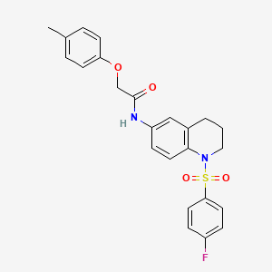 molecular formula C24H23FN2O4S B11262111 N-(1-((4-fluorophenyl)sulfonyl)-1,2,3,4-tetrahydroquinolin-6-yl)-2-(p-tolyloxy)acetamide 