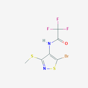 molecular formula C6H4BrF3N2OS2 B11262122 N-[5-bromo-3-(methylsulfanyl)-1,2-thiazol-4-yl]-2,2,2-trifluoroacetamide 