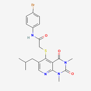 molecular formula C21H23BrN4O3S B11262134 N-(4-bromophenyl)-2-((6-isobutyl-1,3-dimethyl-2,4-dioxo-1,2,3,4-tetrahydropyrido[2,3-d]pyrimidin-5-yl)thio)acetamide 