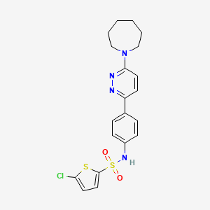 molecular formula C20H21ClN4O2S2 B11262140 N-{4-[6-(Azepan-1-YL)pyridazin-3-YL]phenyl}-5-chlorothiophene-2-sulfonamide 