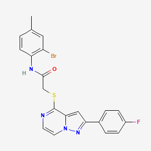 molecular formula C21H16BrFN4OS B11262146 N-(2-bromo-4-methylphenyl)-2-{[2-(4-fluorophenyl)pyrazolo[1,5-a]pyrazin-4-yl]sulfanyl}acetamide 