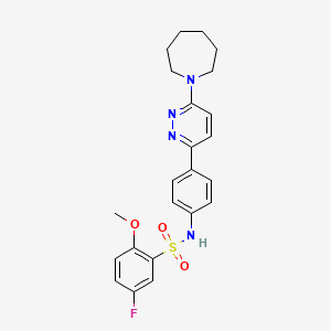 molecular formula C23H25FN4O3S B11262187 N-(4-(6-(azepan-1-yl)pyridazin-3-yl)phenyl)-5-fluoro-2-methoxybenzenesulfonamide 