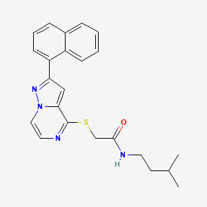 molecular formula C23H24N4OS B11262251 N-(3-methylbutyl)-2-{[2-(naphthalen-1-yl)pyrazolo[1,5-a]pyrazin-4-yl]sulfanyl}acetamide 