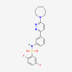 molecular formula C22H22F2N4O2S B11262292 N-(3-(6-(azepan-1-yl)pyridazin-3-yl)phenyl)-2,5-difluorobenzenesulfonamide 