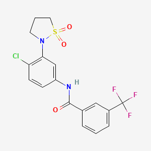 molecular formula C17H14ClF3N2O3S B11262308 N-(4-chloro-3-(1,1-dioxidoisothiazolidin-2-yl)phenyl)-3-(trifluoromethyl)benzamide 