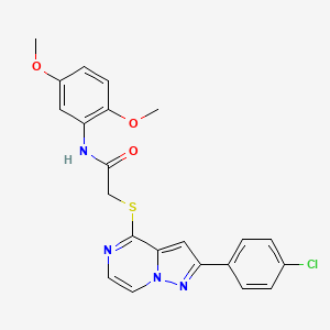 molecular formula C22H19ClN4O3S B11262320 2-{[2-(4-chlorophenyl)pyrazolo[1,5-a]pyrazin-4-yl]sulfanyl}-N-(2,5-dimethoxyphenyl)acetamide 