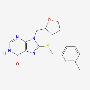 8-[(3-methylbenzyl)sulfanyl]-9-(tetrahydrofuran-2-ylmethyl)-1,9-dihydro-6H-purin-6-one