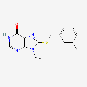 molecular formula C15H16N4OS B11262329 9-ethyl-8-[(3-methylbenzyl)sulfanyl]-1,9-dihydro-6H-purin-6-one 