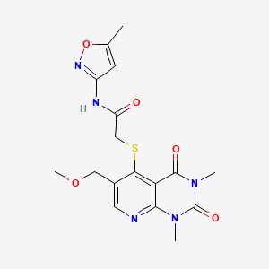 2-((6-(methoxymethyl)-1,3-dimethyl-2,4-dioxo-1,2,3,4-tetrahydropyrido[2,3-d]pyrimidin-5-yl)thio)-N-(5-methylisoxazol-3-yl)acetamide