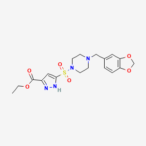 ethyl 3-{[4-(1,3-benzodioxol-5-ylmethyl)piperazin-1-yl]sulfonyl}-1H-pyrazole-5-carboxylate