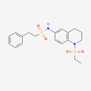 molecular formula C19H24N2O4S2 B11262391 N-(1-(ethylsulfonyl)-1,2,3,4-tetrahydroquinolin-6-yl)-2-phenylethanesulfonamide 