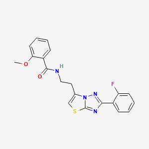 molecular formula C20H17FN4O2S B11262399 N-(2-(2-(2-fluorophenyl)thiazolo[3,2-b][1,2,4]triazol-6-yl)ethyl)-2-methoxybenzamide 