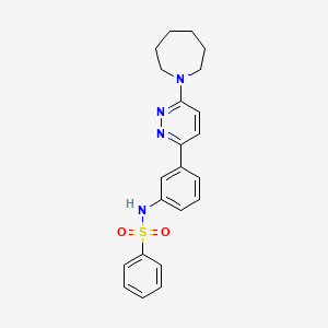 molecular formula C22H24N4O2S B11262465 N-{3-[6-(Azepan-1-YL)pyridazin-3-YL]phenyl}benzenesulfonamide 