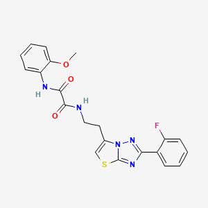 molecular formula C21H18FN5O3S B11262469 N1-(2-(2-(2-fluorophenyl)thiazolo[3,2-b][1,2,4]triazol-6-yl)ethyl)-N2-(2-methoxyphenyl)oxalamide 