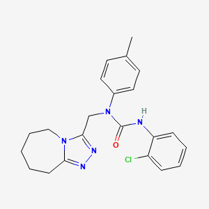 molecular formula C22H24ClN5O B11262477 3-(2-chlorophenyl)-1-(4-methylphenyl)-1-(6,7,8,9-tetrahydro-5H-[1,2,4]triazolo[4,3-a]azepin-3-ylmethyl)urea 