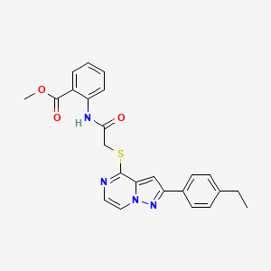 molecular formula C24H22N4O3S B11262479 Methyl 2-[({[2-(4-ethylphenyl)pyrazolo[1,5-a]pyrazin-4-yl]sulfanyl}acetyl)amino]benzoate 