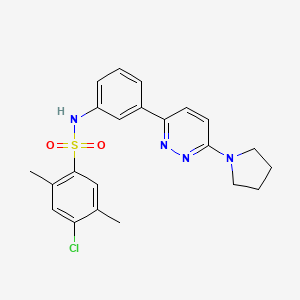 molecular formula C22H23ClN4O2S B11262489 4-chloro-2,5-dimethyl-N-(3-(6-(pyrrolidin-1-yl)pyridazin-3-yl)phenyl)benzenesulfonamide 