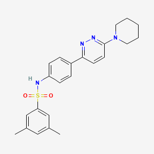 molecular formula C23H26N4O2S B11262502 3,5-dimethyl-N-(4-(6-(piperidin-1-yl)pyridazin-3-yl)phenyl)benzenesulfonamide 