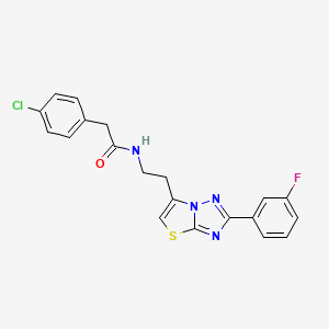 2-(4-chlorophenyl)-N-(2-(2-(3-fluorophenyl)thiazolo[3,2-b][1,2,4]triazol-6-yl)ethyl)acetamide