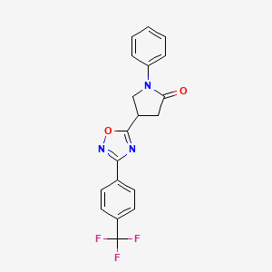 molecular formula C19H14F3N3O2 B11262513 1-Phenyl-4-{3-[4-(trifluoromethyl)phenyl]-1,2,4-oxadiazol-5-yl}pyrrolidin-2-one 