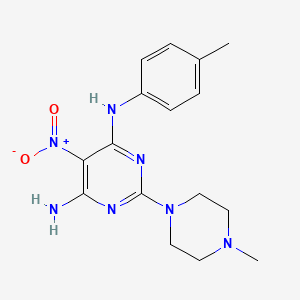 N-(4-methylphenyl)-2-(4-methylpiperazin-1-yl)-5-nitropyrimidine-4,6-diamine