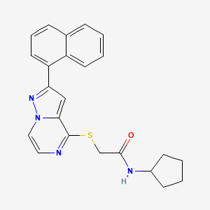 molecular formula C23H22N4OS B11262586 N-cyclopentyl-2-{[2-(naphthalen-1-yl)pyrazolo[1,5-a]pyrazin-4-yl]sulfanyl}acetamide 