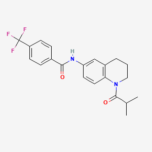 molecular formula C21H21F3N2O2 B11262592 N-(1-isobutyryl-1,2,3,4-tetrahydroquinolin-6-yl)-4-(trifluoromethyl)benzamide 