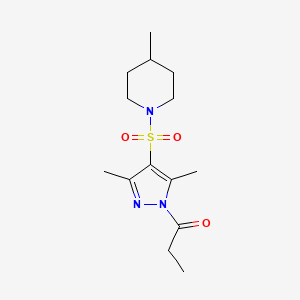 1-(3,5-dimethyl-4-((4-methylpiperidin-1-yl)sulfonyl)-1H-pyrazol-1-yl)propan-1-one